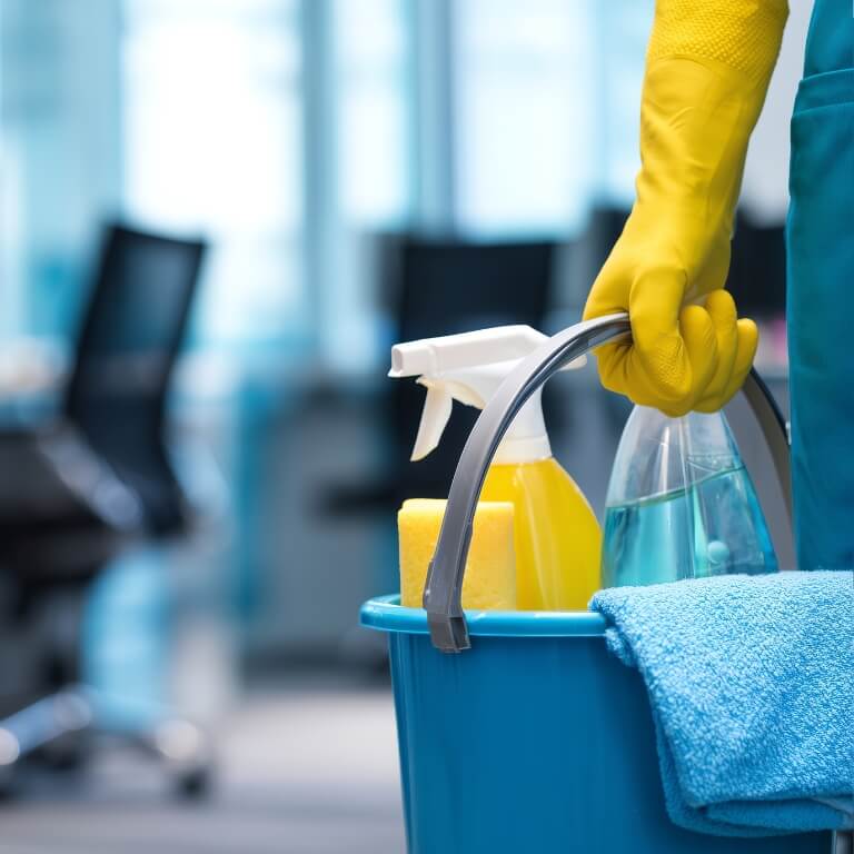 Cleaning supplies in office
